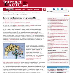 Retour sur la matière programmable