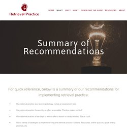 Retrieval Practice: A Powerful Strategy to Improve Learning — Summary of Recommendations