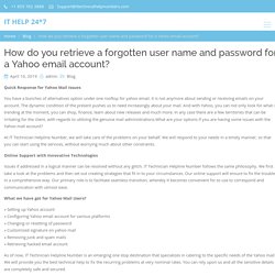 How do you retrieve a forgotten user name and password for a Yahoo email account?