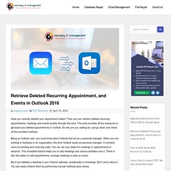 Retrieve Deleted Recurring Appointment, and Events in Outlook 2016