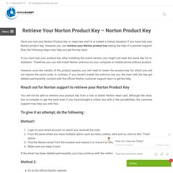Retrieve Your Norton Product Key