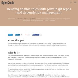 Ansible role reusability, private git repos, and dependencies