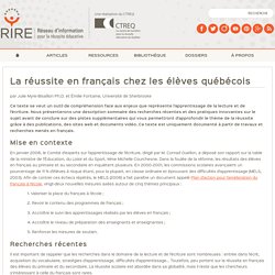 La réussite en français chez les élèves québécois