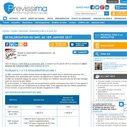 Revalorisation du SMIC au 1er janvier 2017 - Previssima