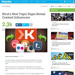 Klout's New Topic Pages Reveal Content Influencers