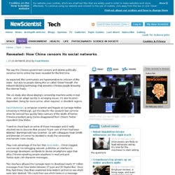 How China censors its social networks - tech - 08 March 2012