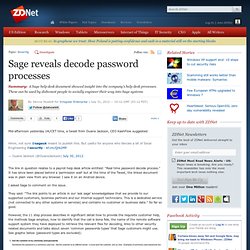 Sage reveals decode password processes