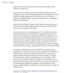 Huge Revenue Jump Expected in Advanced Wound Therapy Devices Market in Coming... — Write-A-Blog