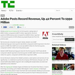 Adobe Posts Record Revenue, Up 42 Percent To $990 Million