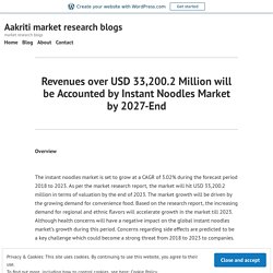 Revenues over USD 33,200.2 Million will be Accounted by Instant Noodles Market by 2027-End – Aakriti market research blogs