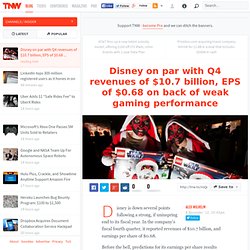 Disney on par with Q4 revenues of $10.7 billion, EPS of $0.68 on back of weak gaming performance