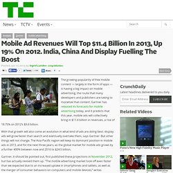 Mobile Ad Revenues Will Top $11.4 Billion In 2013, Up 19% On 2012. India, China And Display Fuelling The Boost