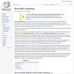 Reversible computing