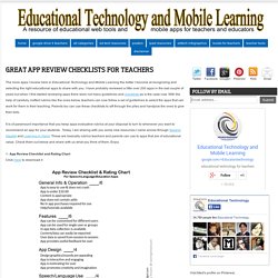 Great App Review Checklists for Teachers