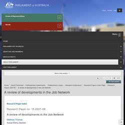 A review of developments in the Job Network