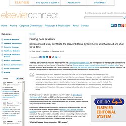 Elsevier: Faking peer reviews