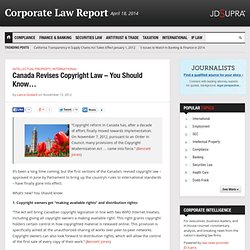 Canada Revises Copyright Law – You Should Know…