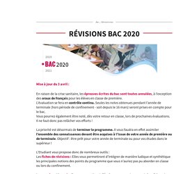 Révisions bac 2020 : fiches de révision, quiz, annales...