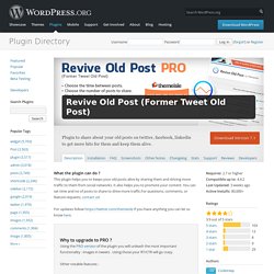 Revive Old Post (Former Tweet Old Post) — WordPress Plugins