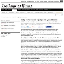 Judge revives Viacom copyright suit against YouTube