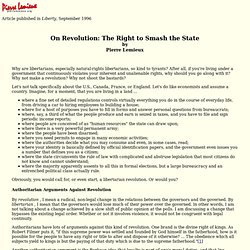 On Revolution: The Right to Smash the State, by Pierre Lemieux