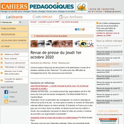 Revue de presse du jeudi 1er octobre 2020