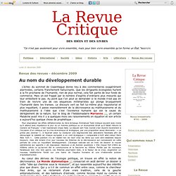 Revue des revues - décembre 2009 - La Revue critique des idées et des livres