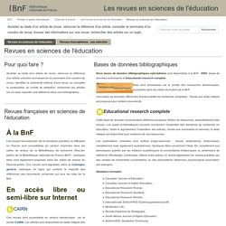 BNF- Les revues en sciences de l'éducation