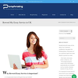 Reword My Essay Service in UK - Online Paraphrasing
