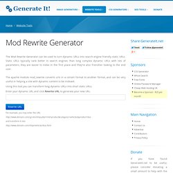 Mod Rewrite Generator by GenerateIt.net