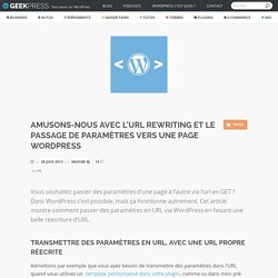 Amusons-nous avec l'URL Rewriting et le passage de paramètres vers une page WordPress