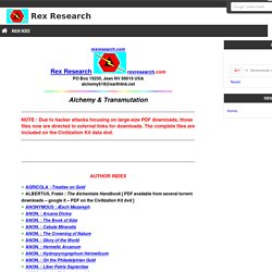 Rex Research: Alchemy Index