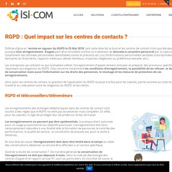 RGPD : Quel impact sur les centres de contact ?
