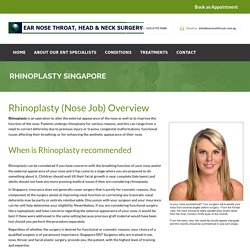 Singapore Rhinoplasty Nose Recontruction & Reshaping By Trusted ENT Surgeon