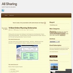 10 Best Online Rhyming Dictionaries « All Sharing