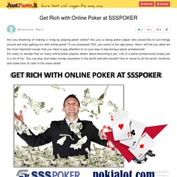 Get Rich with Online Poker at SSSPOKER