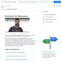 Richtlinien für Webmaster - Webmaster-Tools-Hilfe