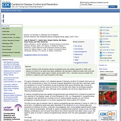 CDC EID - FEV 2013 - Au sommaire:Human Infection with Rickettsia sibirica mongolitimonae, Spain, 2007–2011