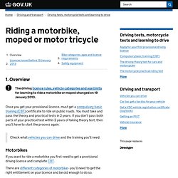 Riding motorcycles and mopeds : Directgov - Motoring