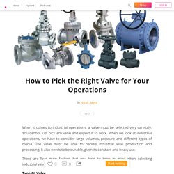 How to Pick the Right Valve for Your Operations?