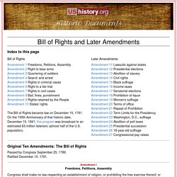 Bill of Rights and later Amendments to the United States Constitution