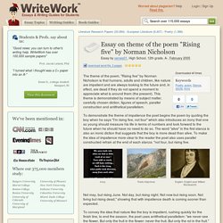 Essay on theme of the poem "Rising five" by Norman Nicholson - WriteWork