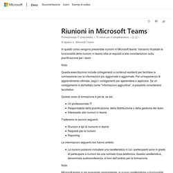 Riunioni in Microsoft Teams - Microsoft Teams