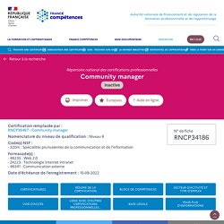 RNCP34186 - Community manager - France Compétences