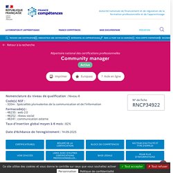 RNCP34922 - Community manager - France Compétences