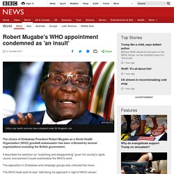 Mugabe named as goodwill ambassador by WHO