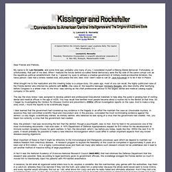 Kissinger and Rockefeller Connections to American Central Intelligence and The Origins of AIDS and Ebola