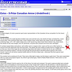 Estes - X-Prize Canadian Arrow - Review by John R. Brandon III