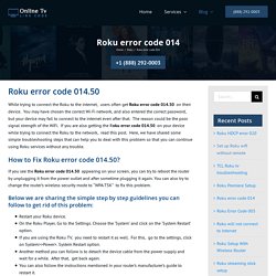 How To Fix Roku Error Code 014.50 - Roku Support