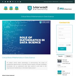 Role of Mathematics in Data Science